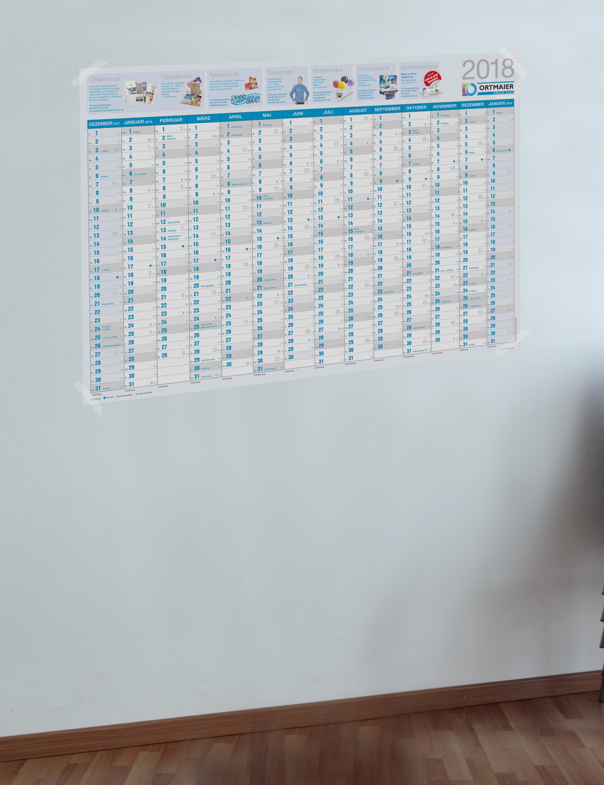 Wandkalender drucken lassen| Kalenderdruck | flyerpara.de